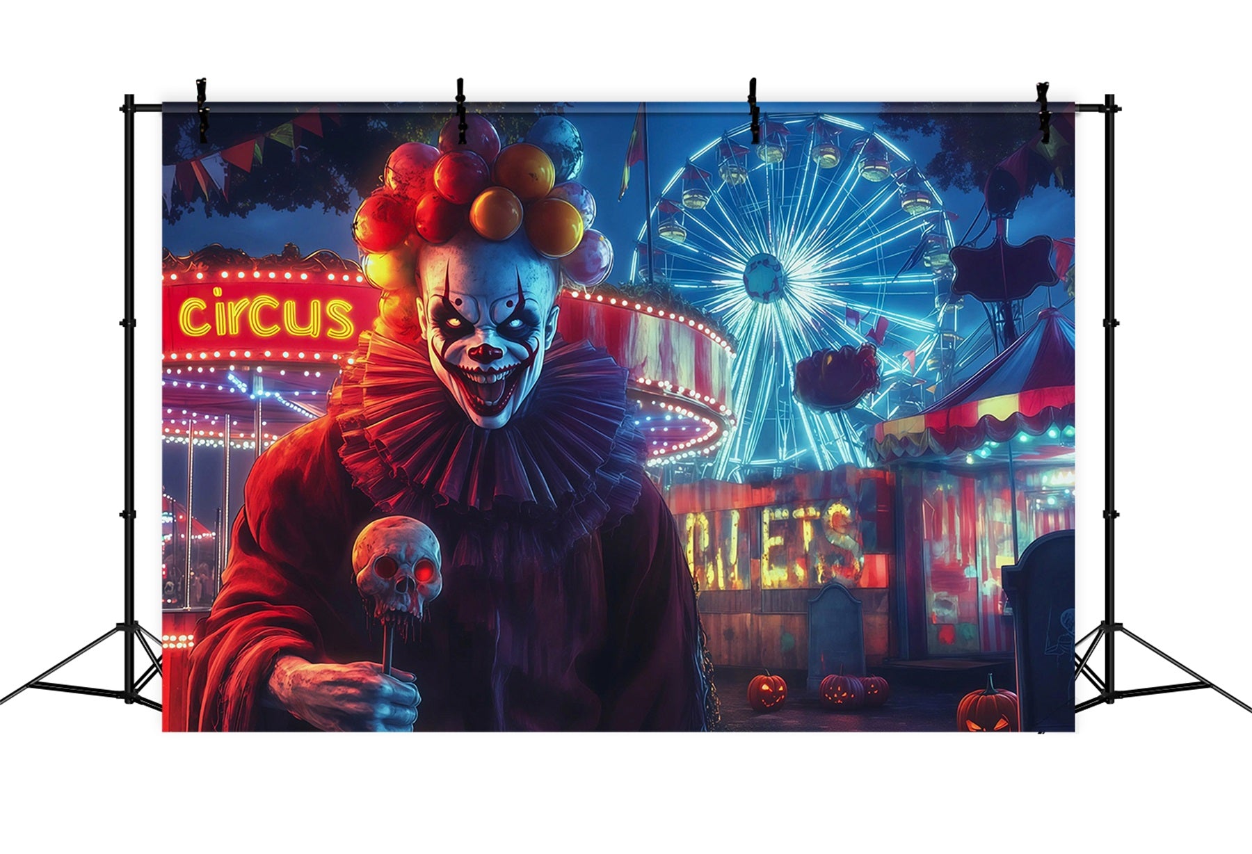 Halloween Carnival Backdrop Killer Clown Carnival Night DIY Halloween Backdrop RR67-40