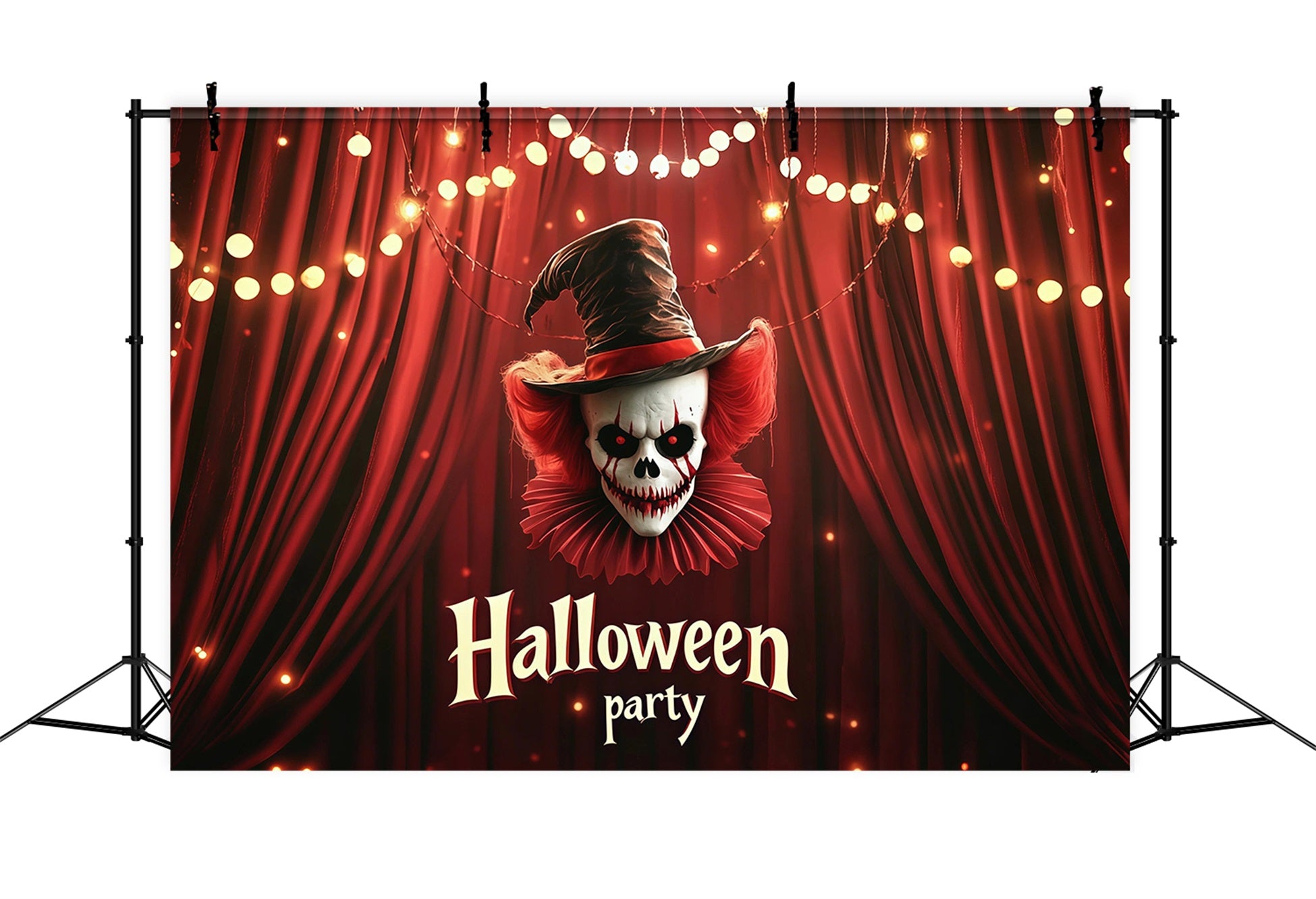 Halloween Party Backdrops Clown Skull Red Curtain Halloween Photo Booth Backdrop RR67-57