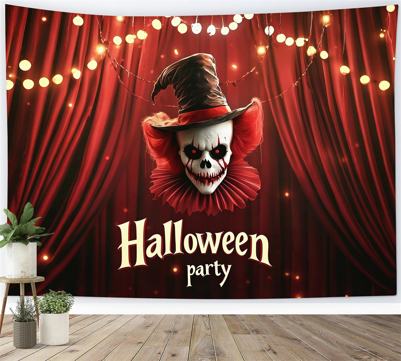 Halloween Party Backdrops Clown Skull Red Curtain Halloween Photo Booth Backdrop RR67-57
