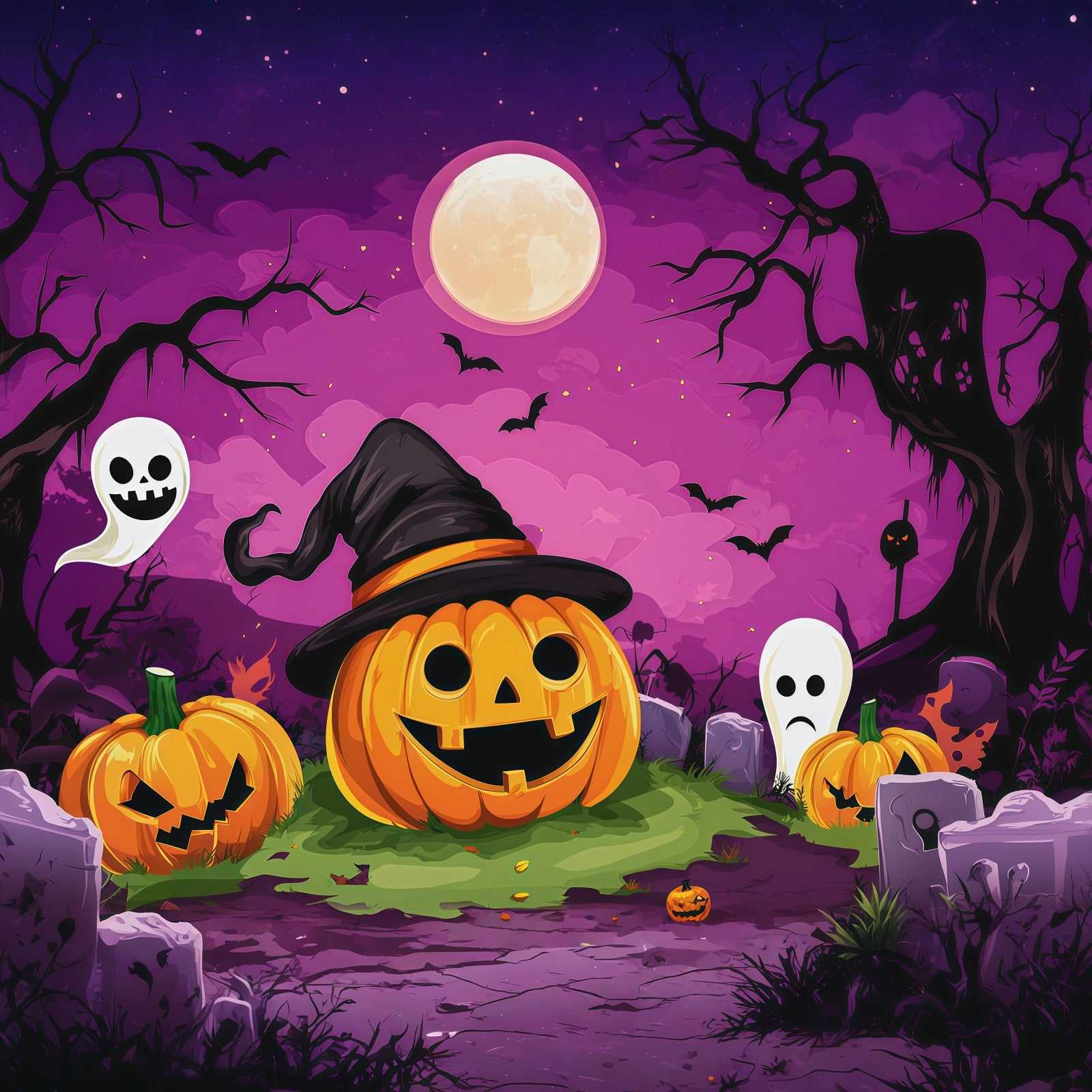 Halloween Cardboard Backdrops Cartoon Pumpkin Ghost Graveyard Halloween Photography Backdrop RR67-69
