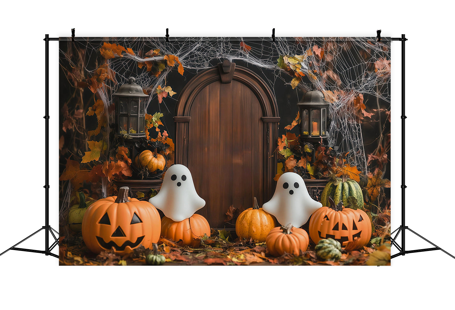 Halloween Backdrop Photo Booth Autumn Ghost Pumpkin Door Backdrops Halloween RR67-84