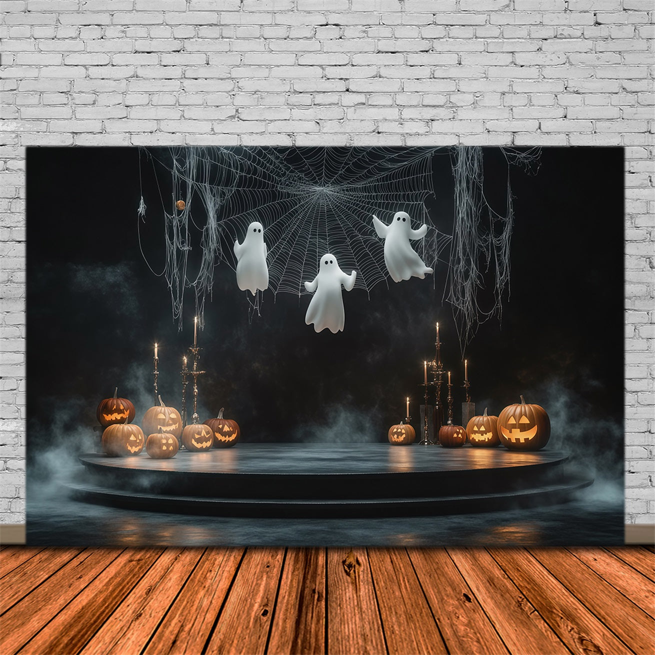 Halloween Stage Backdrop Hanging Ghost Web Pumpkin Halloween Photography Backdrops RR67-85