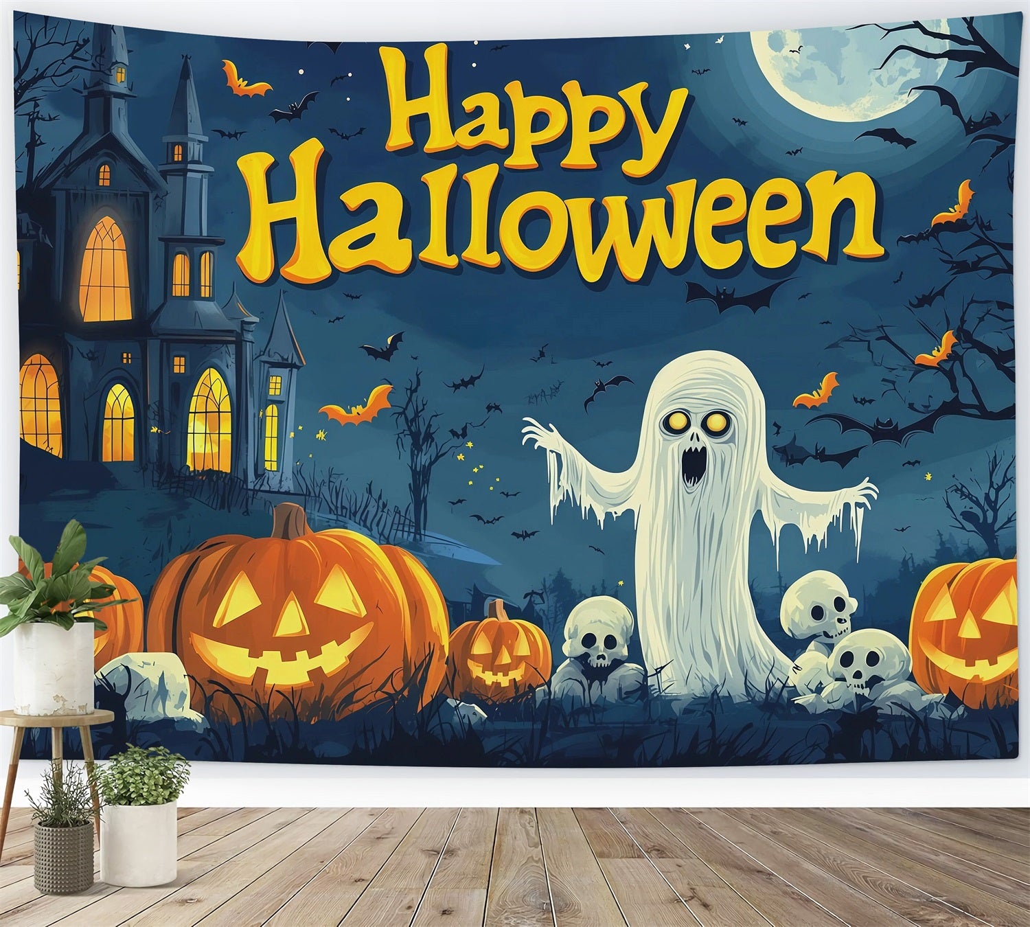Halloween Party Backdrop Ideas Pumpkin Ghost Skull Poster Halloween Scary Backdrops RR67-88