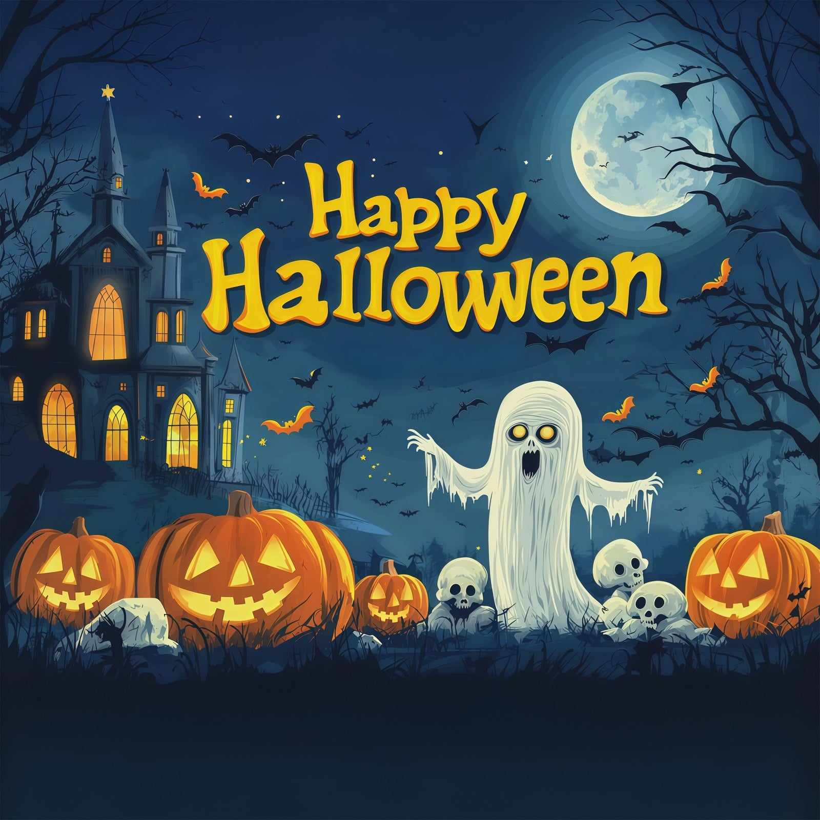 Halloween Party Backdrop Ideas Pumpkin Ghost Skull Poster Halloween Scary Backdrops RR67-88