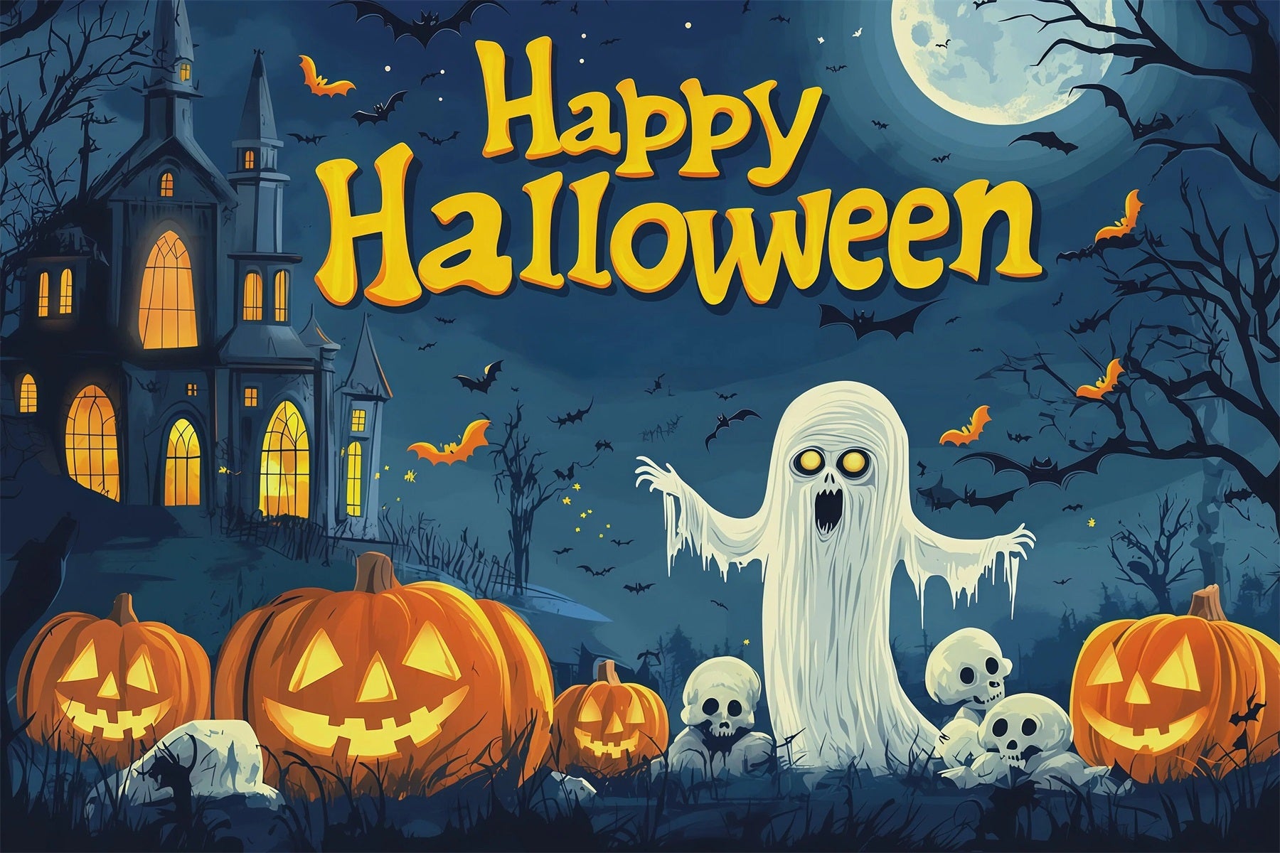 Halloween Party Backdrop Ideas Pumpkin Ghost Skull Poster Halloween Scary Backdrops RR67-88