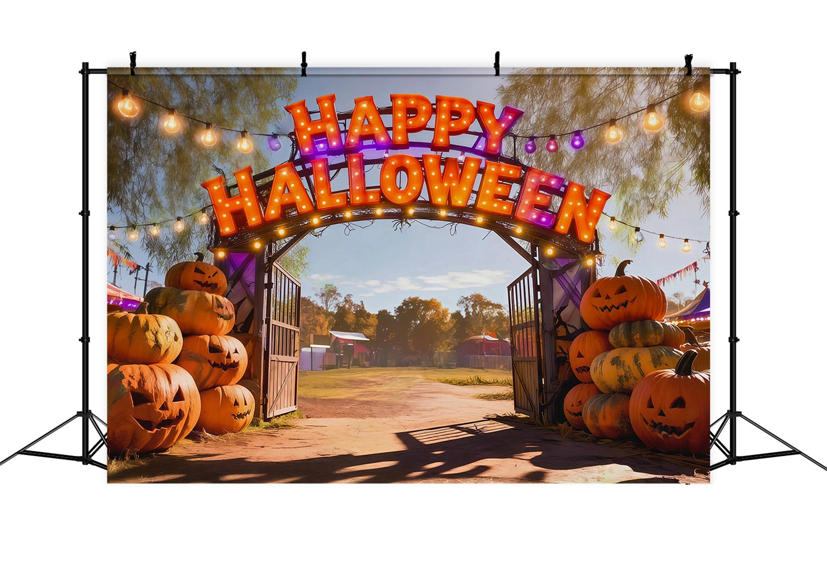 Halloween Carnival Backdrop Pumpkin Festival Entrance Arch DIY Halloween Backdrop RR67-90