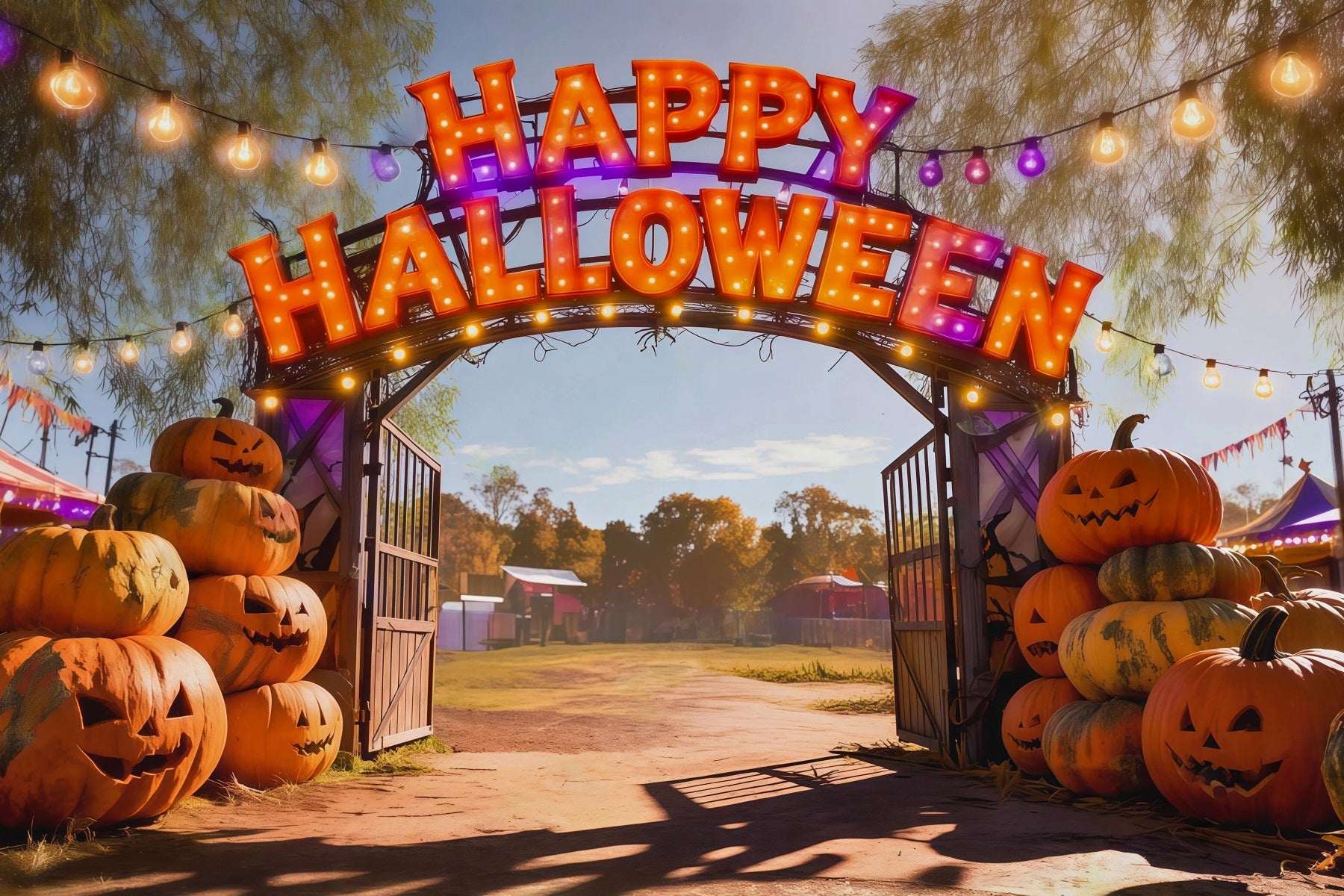 Halloween Carnival Backdrop Pumpkin Festival Entrance Arch DIY Hallowe