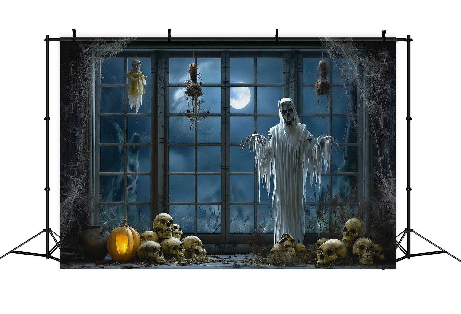 Halloween Backdrop Photography Ghost Window Skull Display Halloween Scary Backdrop RR67-92