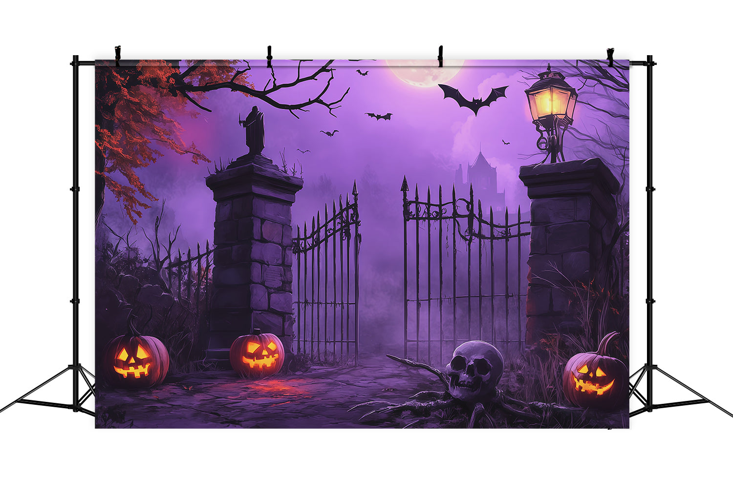 Halloween Backdrop Ideas Diy Purple Graveyard Pumpkin Gate Purple Halloween Backdrop RR67-94