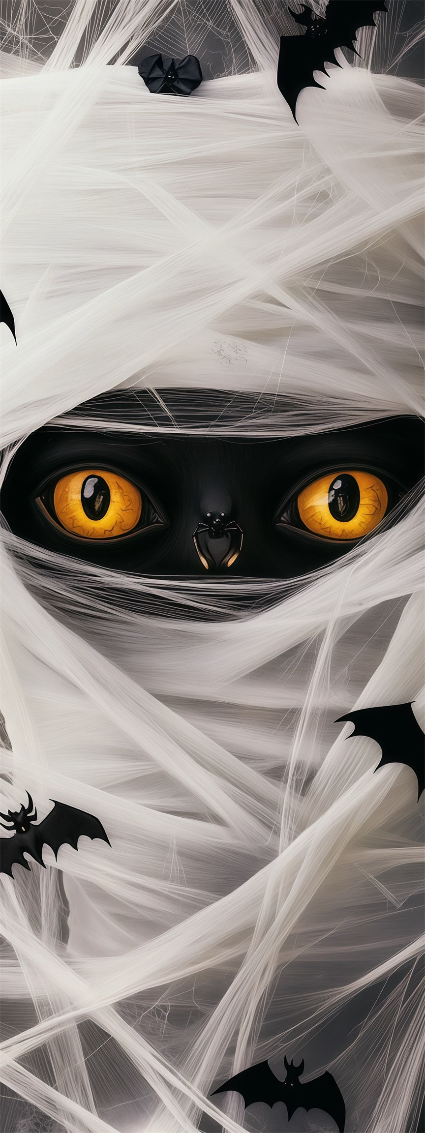 Mummy Tomb Door Wrapped Black Cat Eyes Scary Door Banner RR68-10