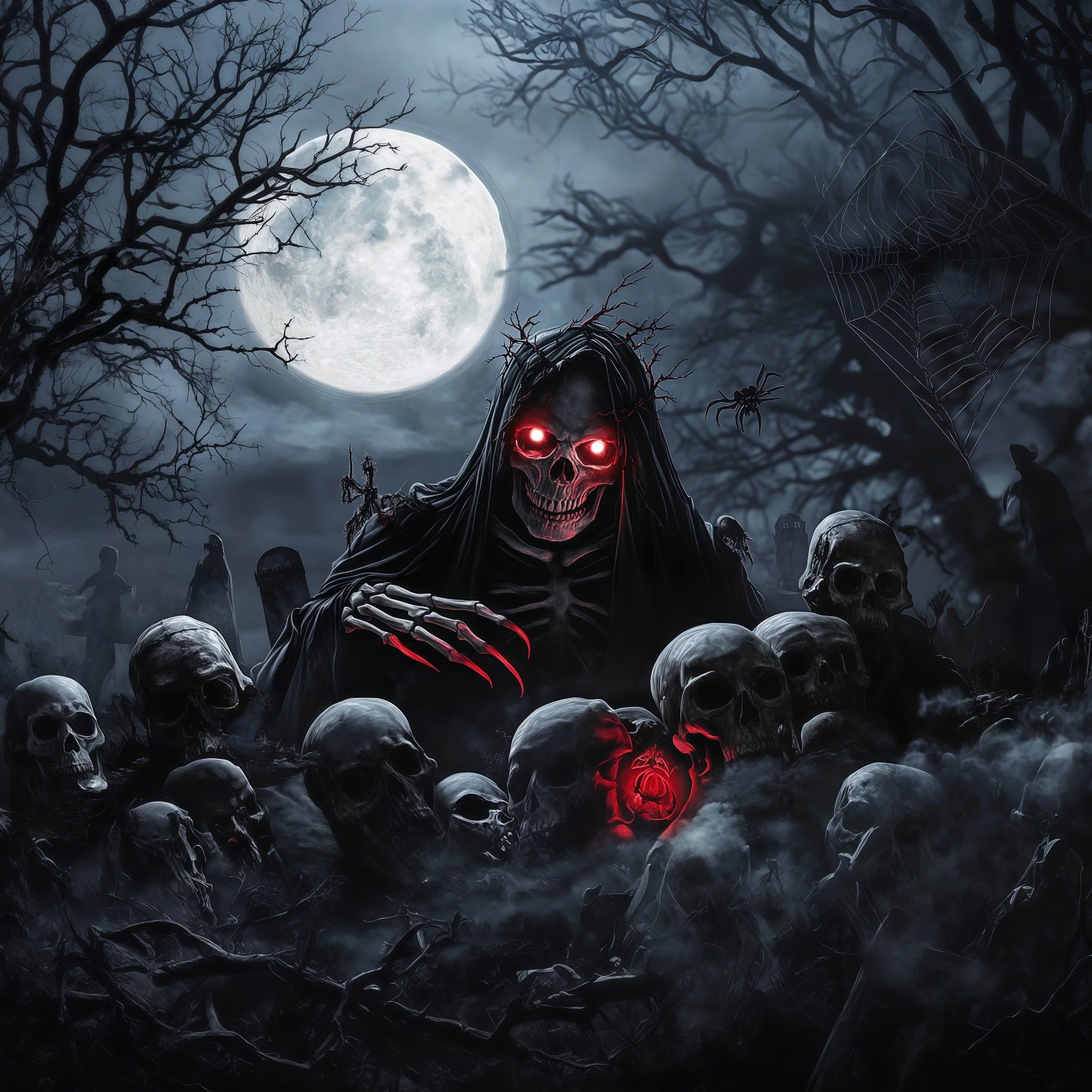Skeleton Halloween Garage Door Cover Moonlit Grim Reaper Graveyard Full Size Halloween Garage Door Cover RR68-21-1 car