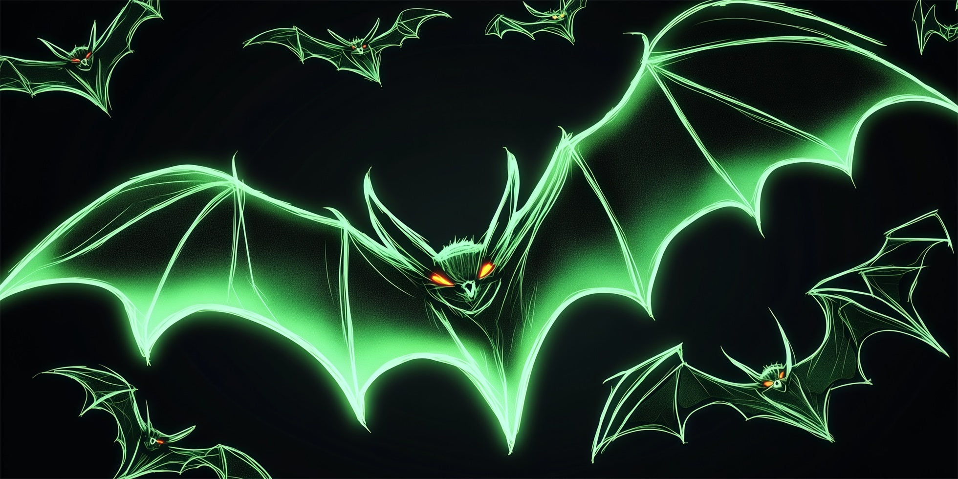 Bat Halloween Garage Door Cover Neon Green Flying Bats Halloween Outdoor Garage Decorations RR68-28-2 car