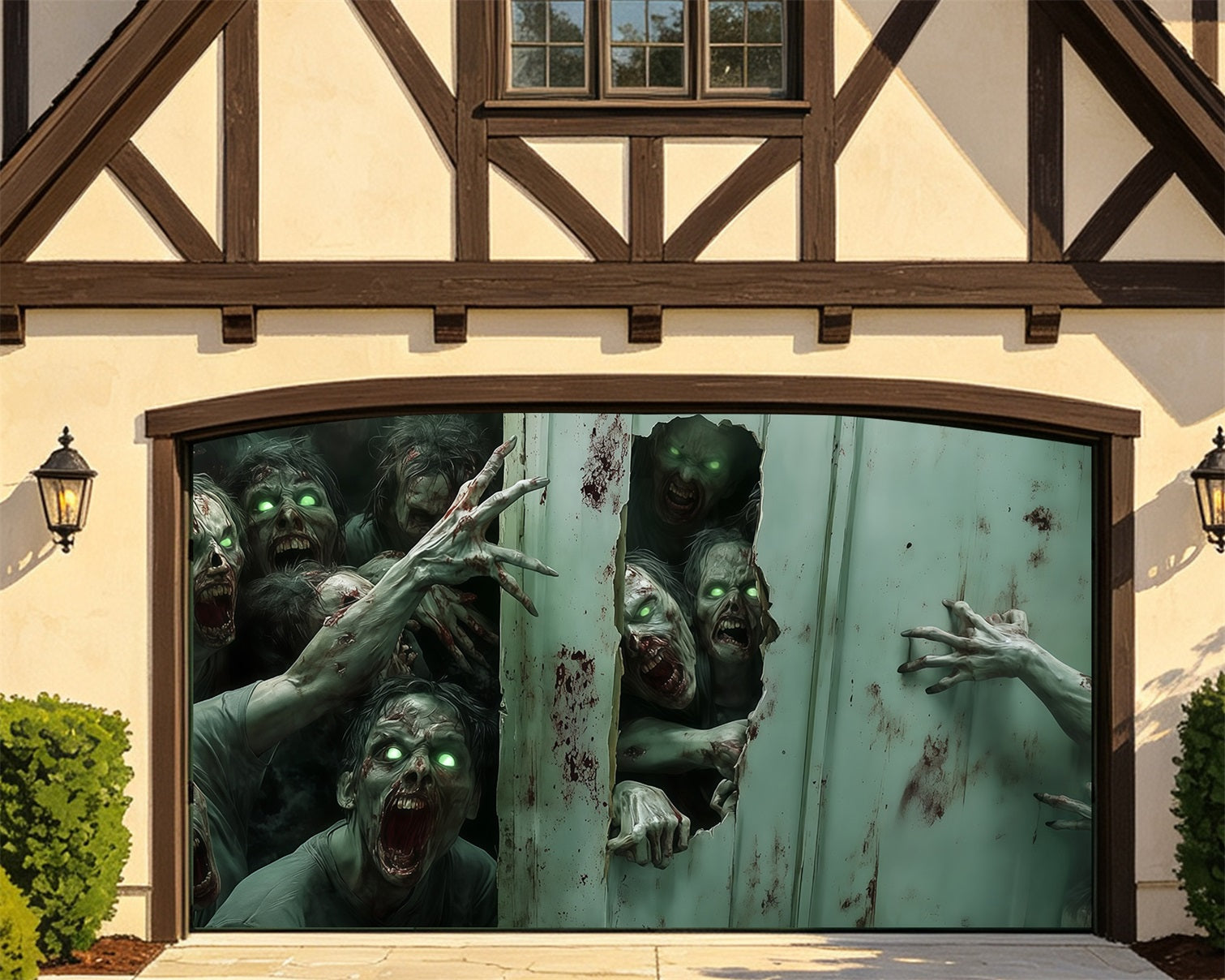 Zombie Halloween Garage Door Decor Glowing Eyed Zombie Horde Halloween House Garage Decorations RR68-29-2 car