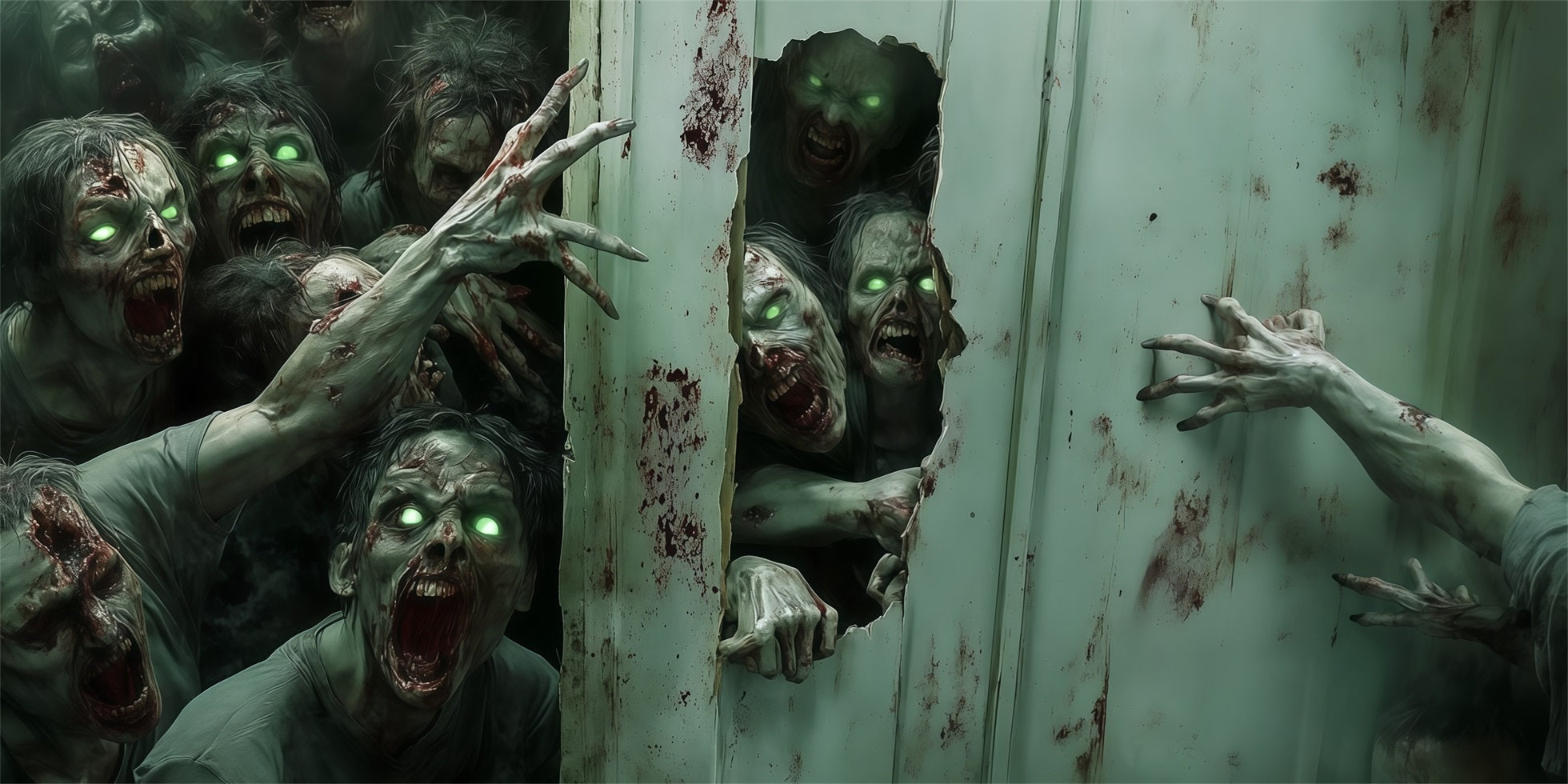 Zombie Halloween Garage Door Decor Glowing Eyed Zombie Horde Halloween House Garage Decorations RR68-29-2 car