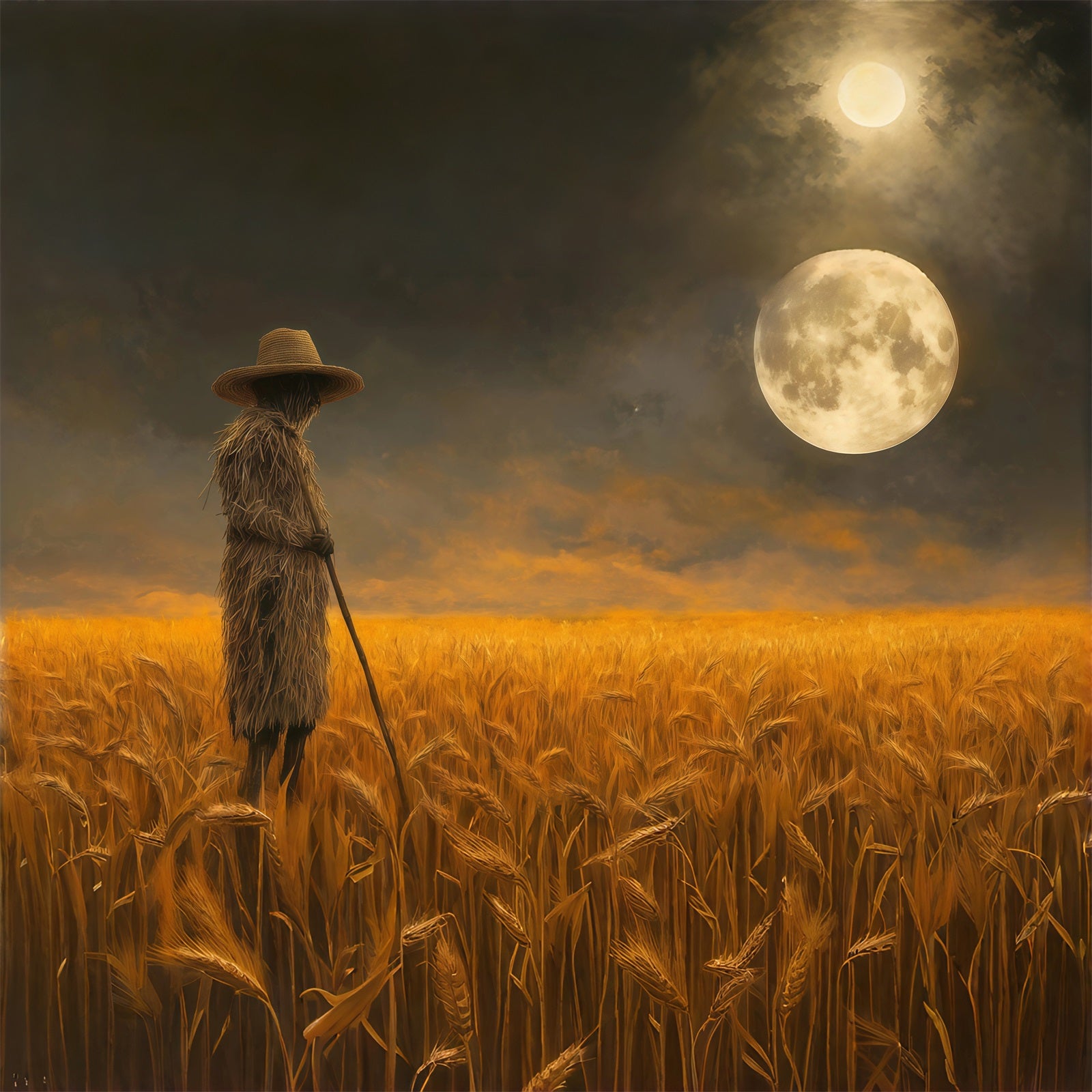 Scarecrow Halloween Garage Door Cover Moonlit Wheat Field Halloween Party Garage Door Cover RR68-31-1 car