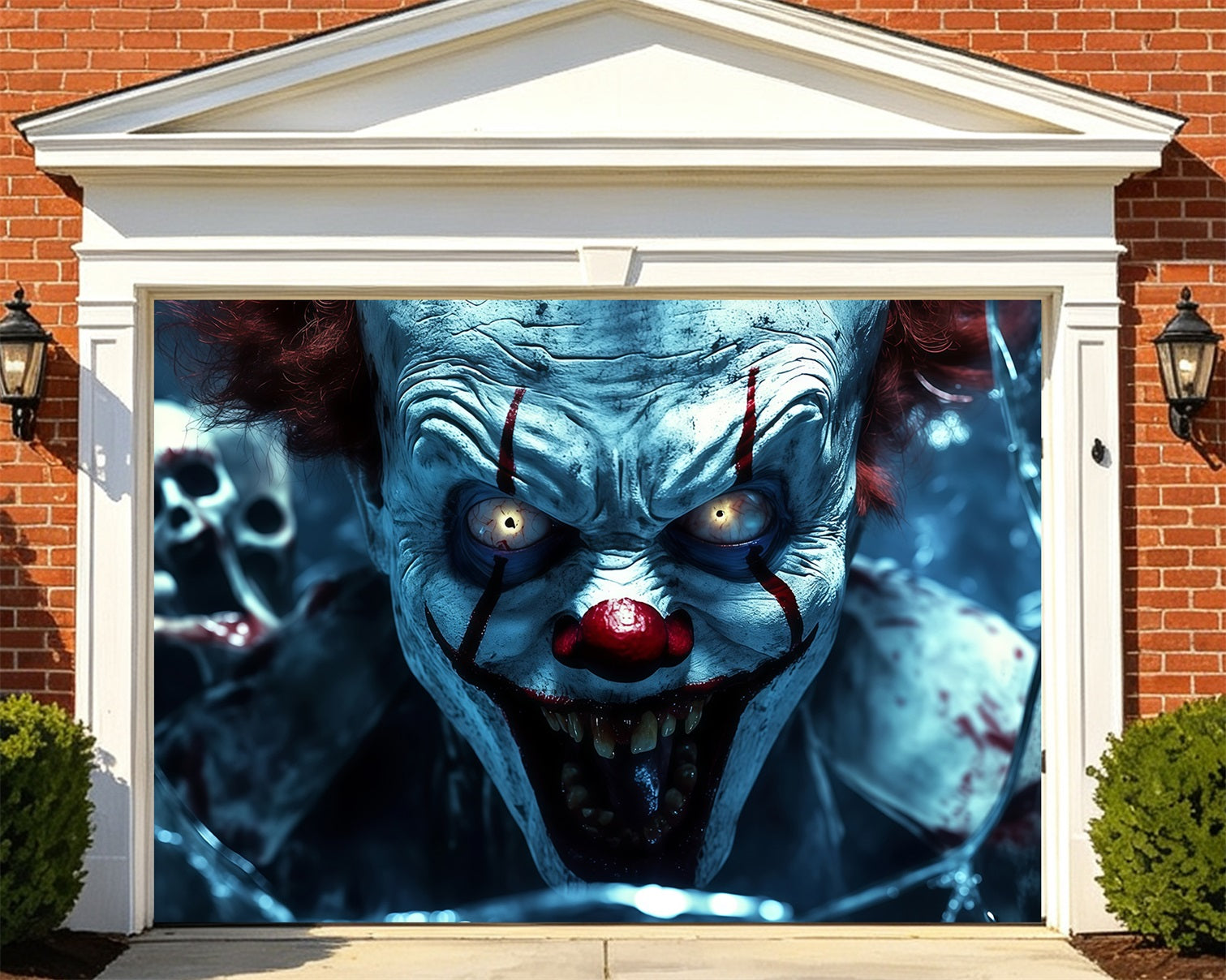 Clown Halloween Garage Door Cover Sinister Broken Glass Halloween Porch Garage Door Decor RR68-32-2 car
