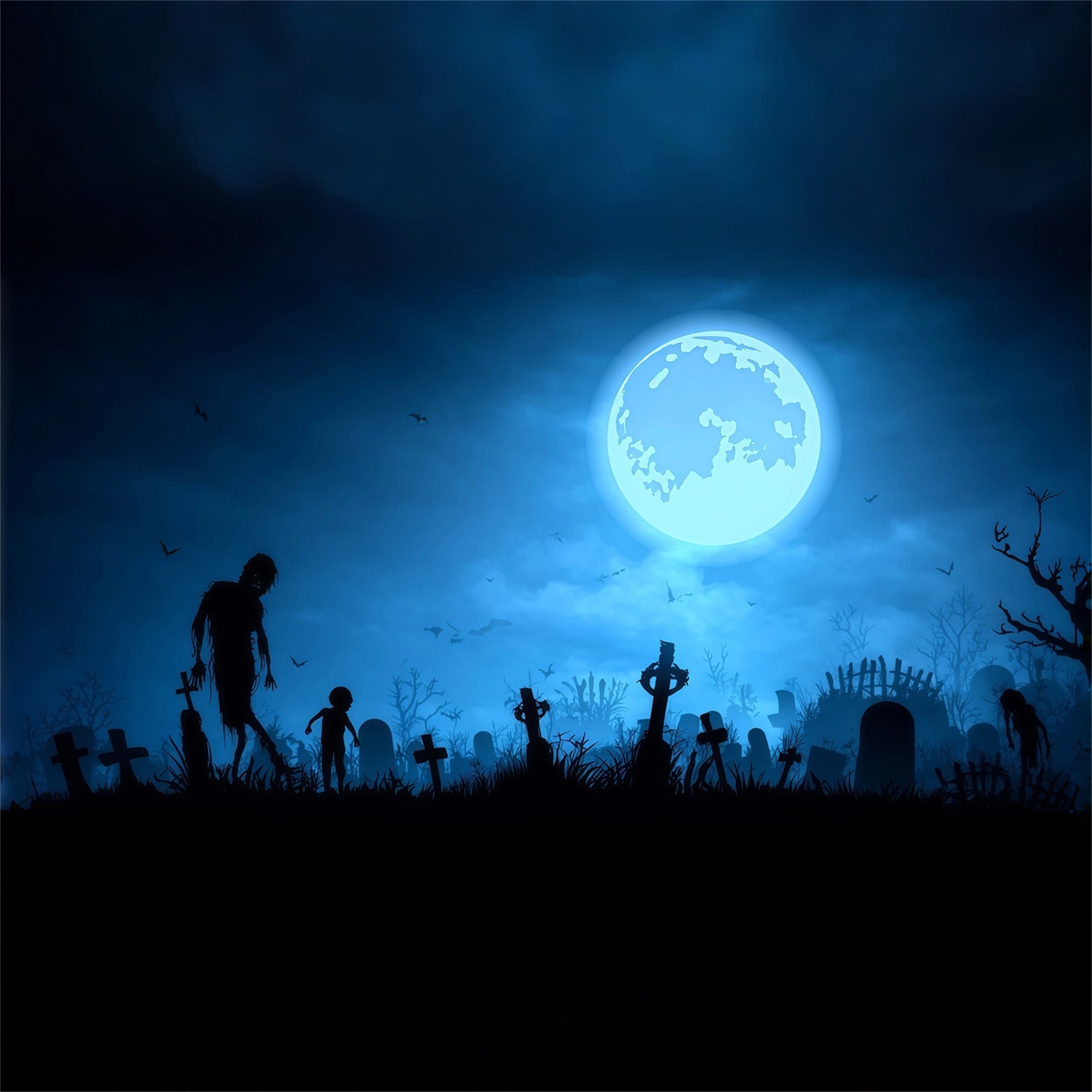 Moonlight Halloween Garage Door Cover Zombie Graveyard Silhouette Halloween Home Exterior Decorations RR68-33-1 car
