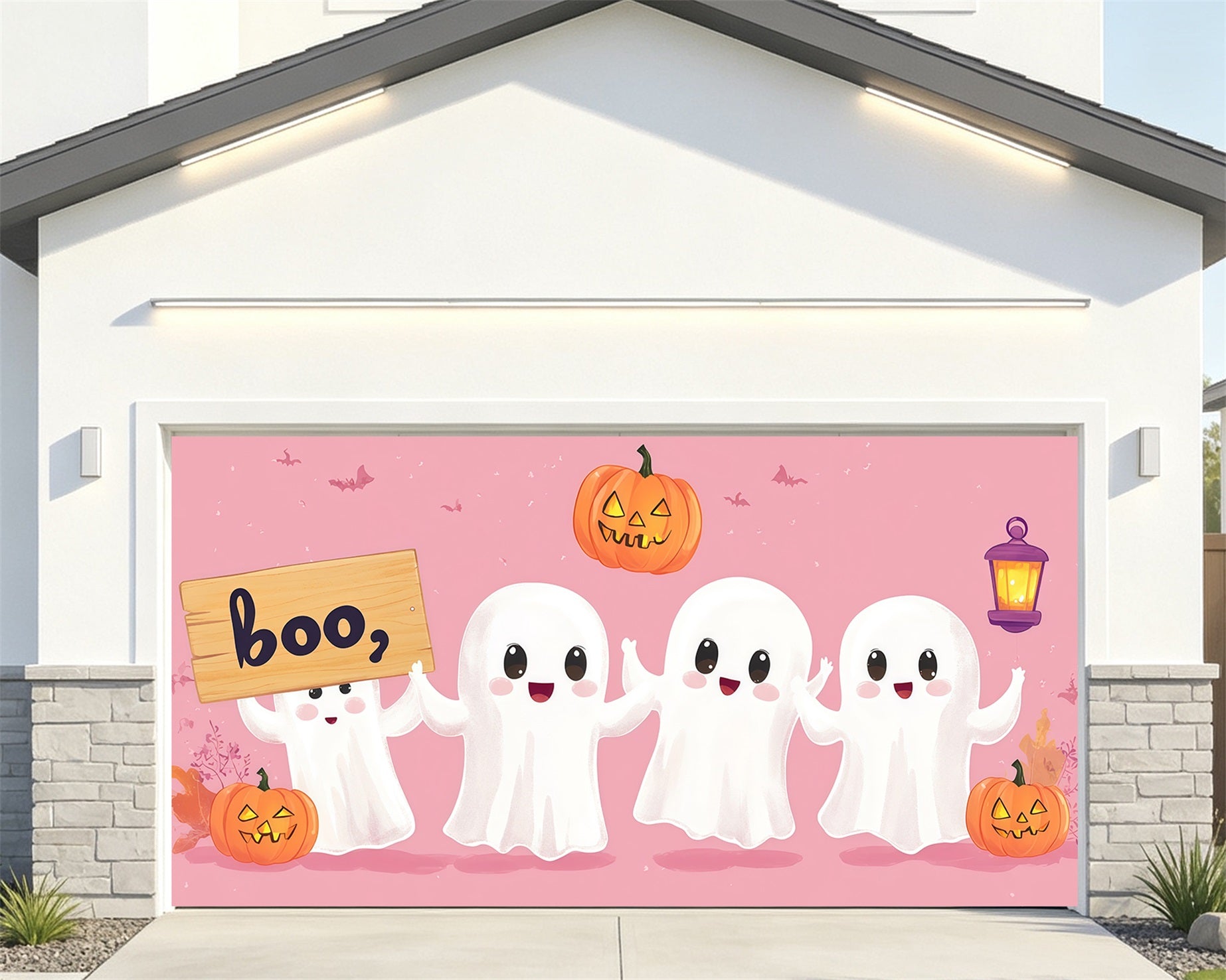 Cute Halloween Garage Door Decor Ghost Pumpkin Gathering Halloween Garage Door Poster RR68-47-2 car
