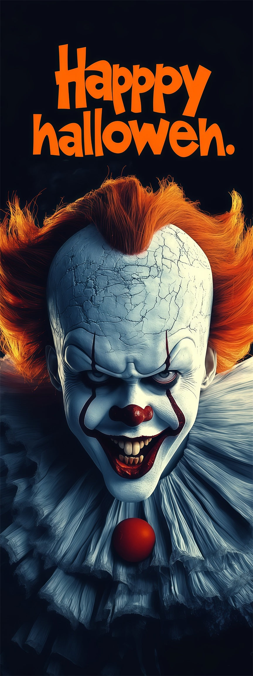 Creepy Clown Door Sinister Grinning Clown Portrait Halloween Bedroom Door Banner RR68-5