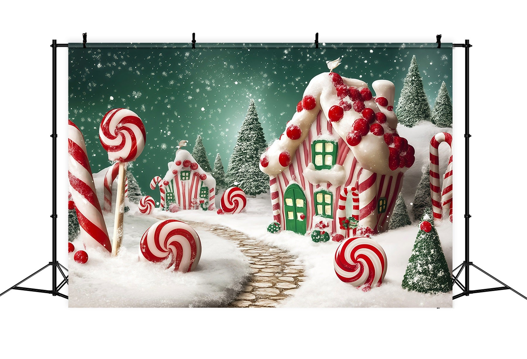 Candyland Christmas Backdrop Candy Cottage Wonderland Photography Christmas Backdrops RR68-72