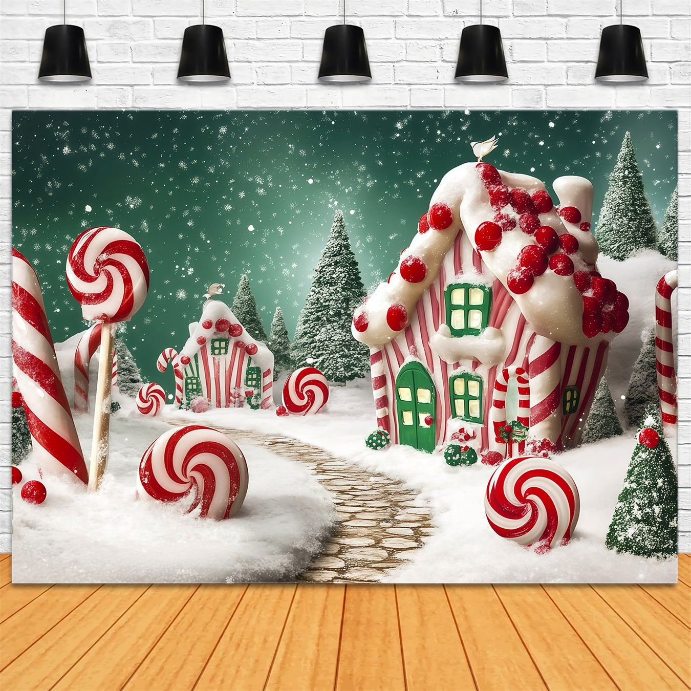 Candyland Christmas Backdrop Candy Cottage Wonderland Photography Christmas Backdrops RR68-72
