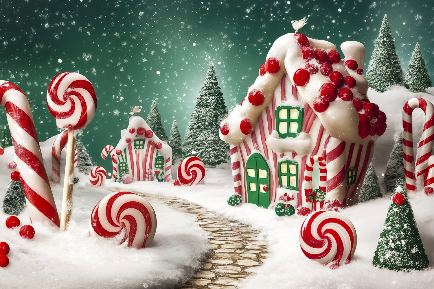 Candyland Christmas Backdrop Candy Cottage Wonderland Photography Christmas Backdrops RR68-72