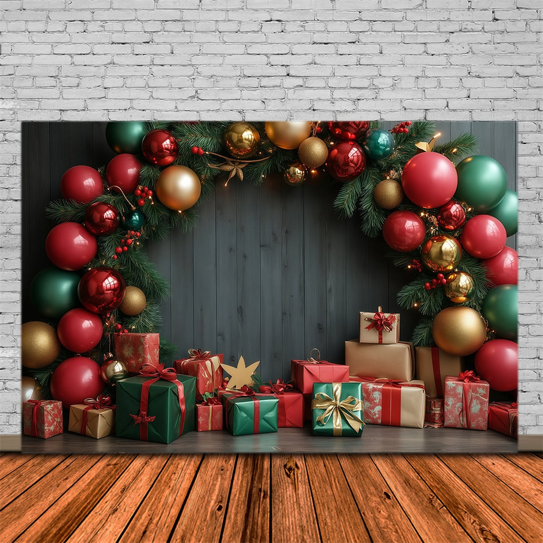 Christmas Wall Backdrop Festive Bauble Gift Arch Muslin Christmas Backdrop RR68-94