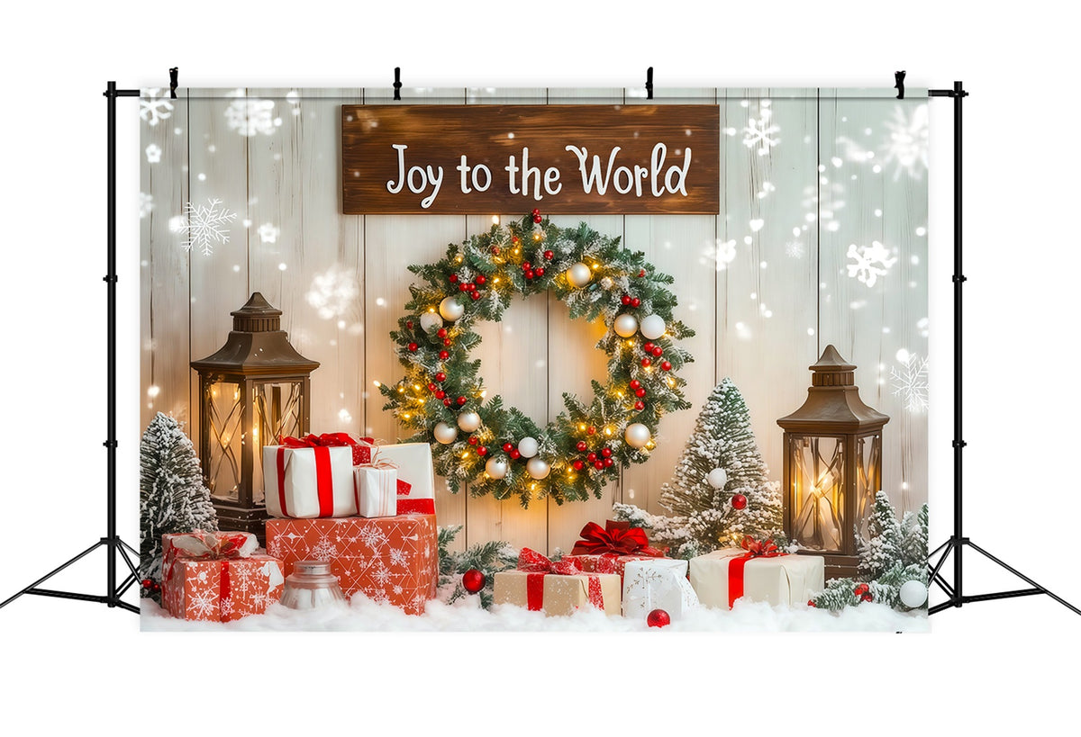 Christmas Wreath Backdrop Joy to the World Photography Christmas Backdrops RR69-103