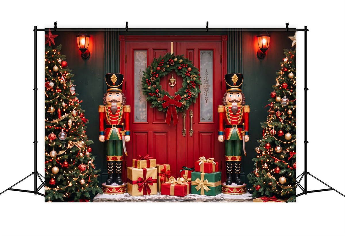 Christmas Door Backdrop Nutcracker Tree Gift Display Christmas Studio Backdrop RR69-110