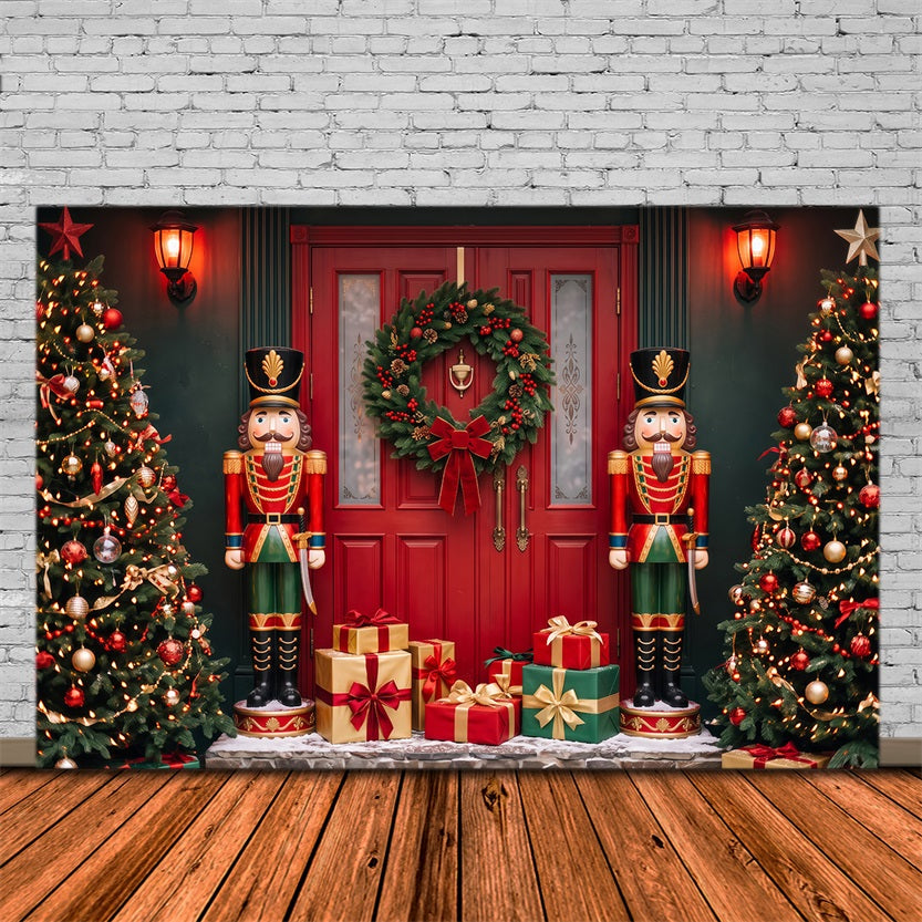 Christmas Door Backdrop Nutcracker Tree Gift Display Christmas Studio Backdrop RR69-110