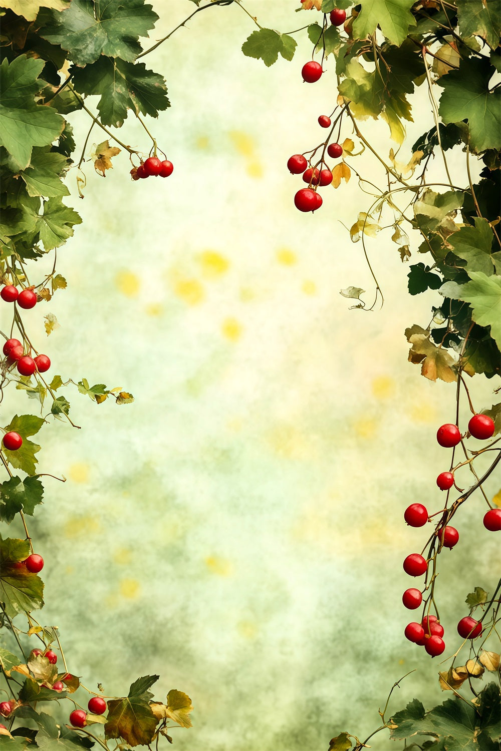 Christmas Greenery Backdrop Berry Green Leaves Frame Photo Christmas Backdrop RR69-20