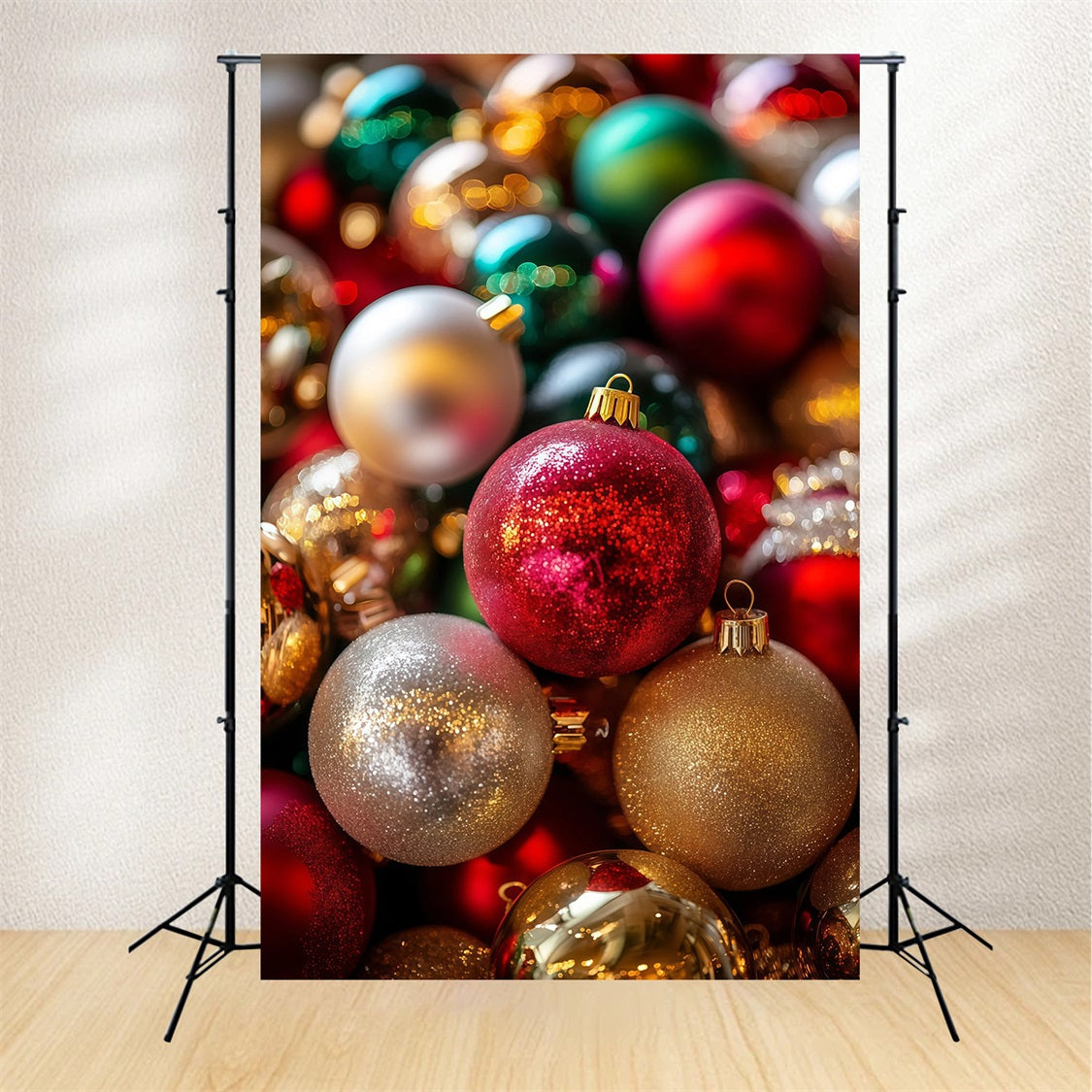 Christmas Balls Backdrop Colorful Bauble Closeup Texture Christmas Studio Backdrops RR69-22