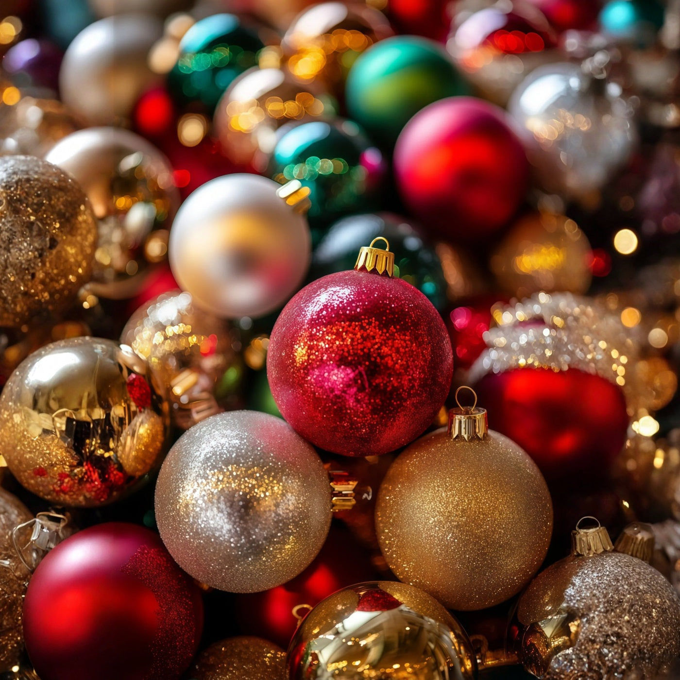 Christmas Balls Backdrop Colorful Bauble Closeup Texture Christmas Studio Backdrops RR69-22
