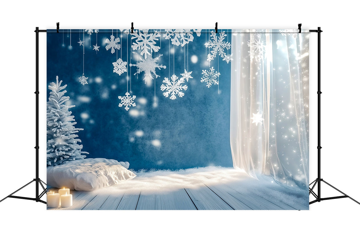 Simple Christmas Backdrop Frosted Snowflake Curtain Glow Wall Backdrop Christmas RR69-30