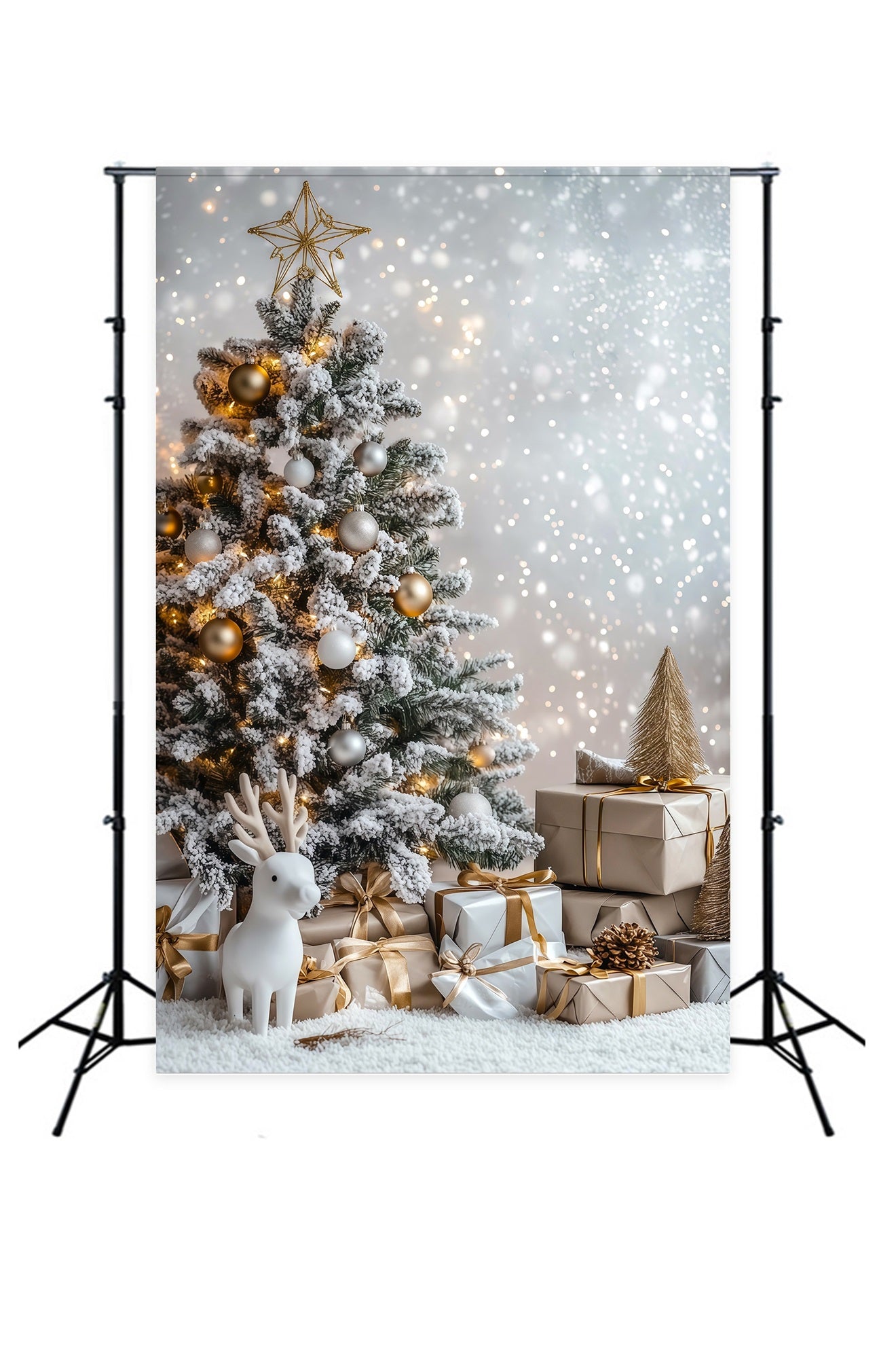 Christmas Bokeh Backdrop Frosted Tree Gift Display Christmas Muslin Backdrops RR69-34