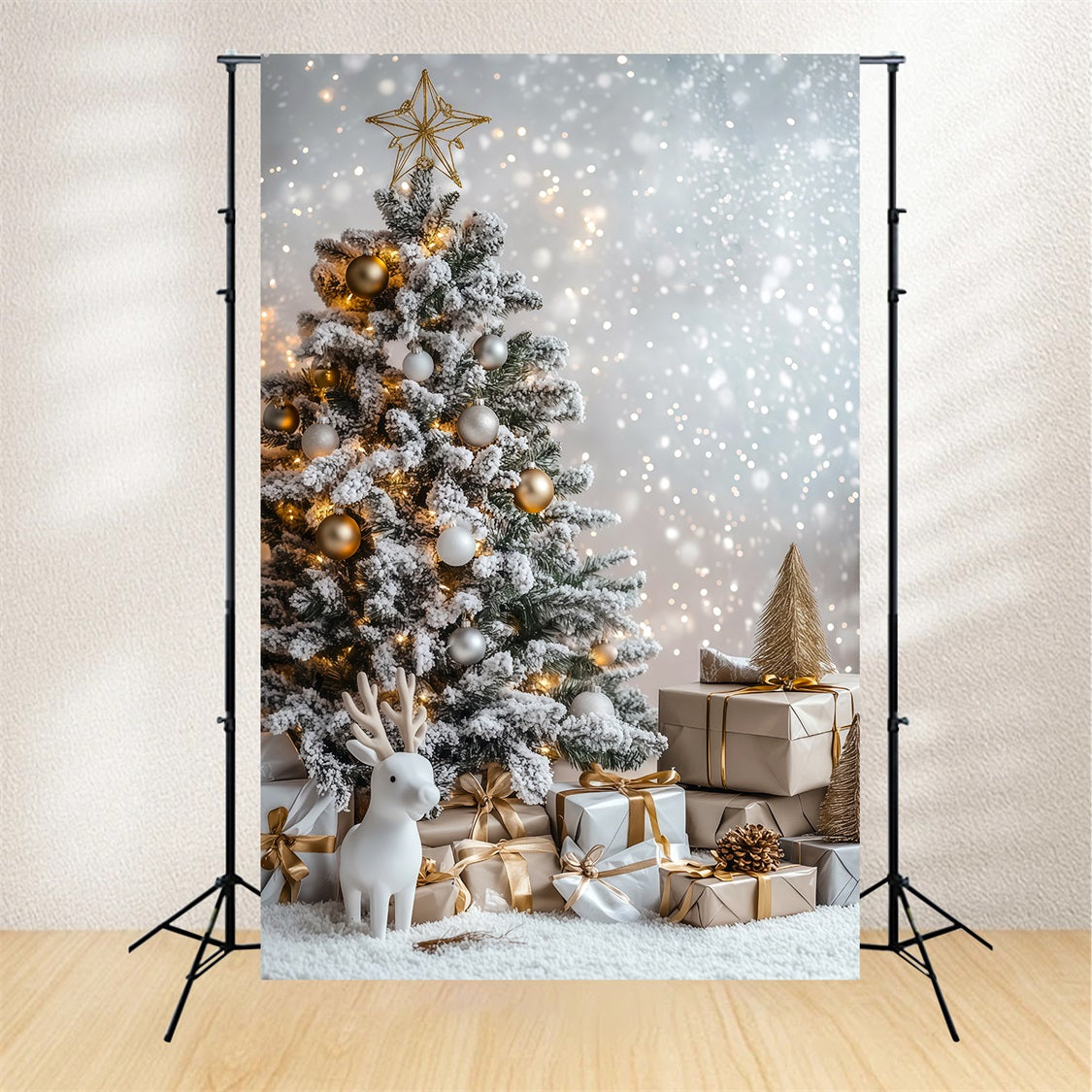 Christmas Bokeh Backdrop Frosted Tree Gift Display Christmas Muslin Backdrops RR69-34