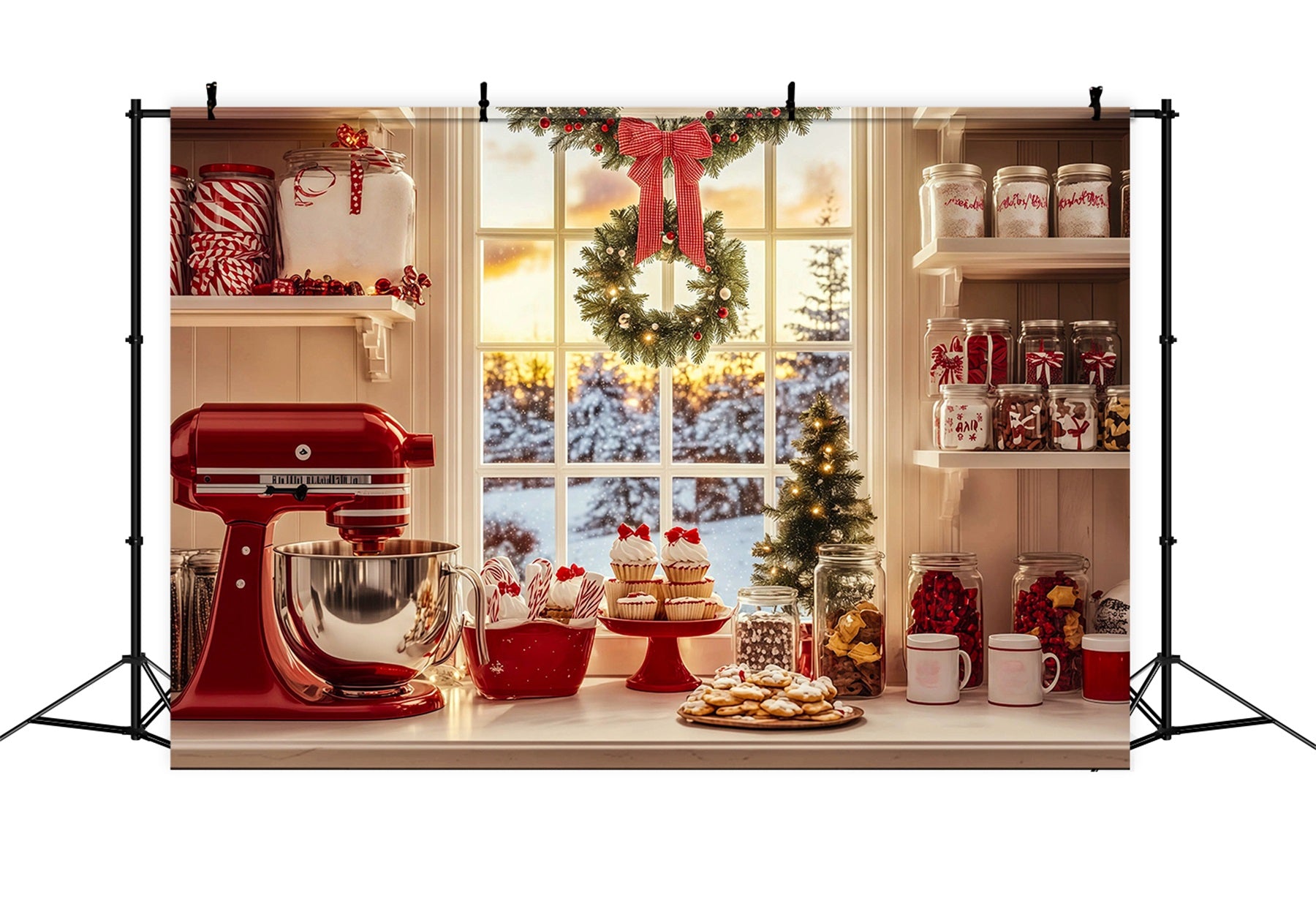Christmas Bakery Backdrop Candy Kitchen Baking Corner Backdrops Christmas RR69-48