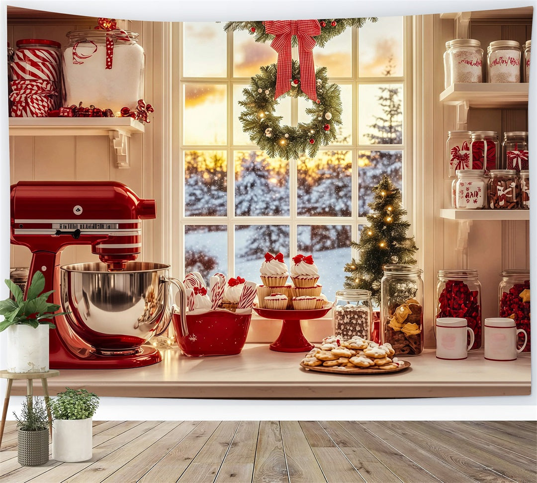 Christmas Bakery Backdrop Candy Kitchen Baking Corner Backdrops Christmas RR69-48