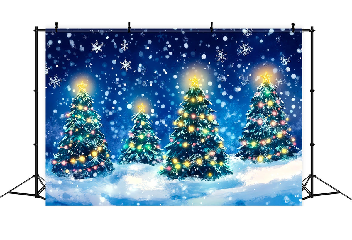 Christmas Tree Backdrop Glowing Pine Forest Christmas Photography Backdrops RR69-62