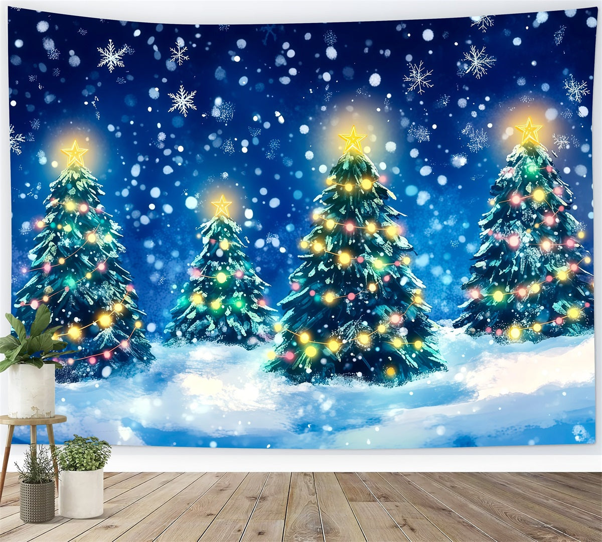 Christmas Tree Backdrop Glowing Pine Forest Christmas Photography Backdrops RR69-62