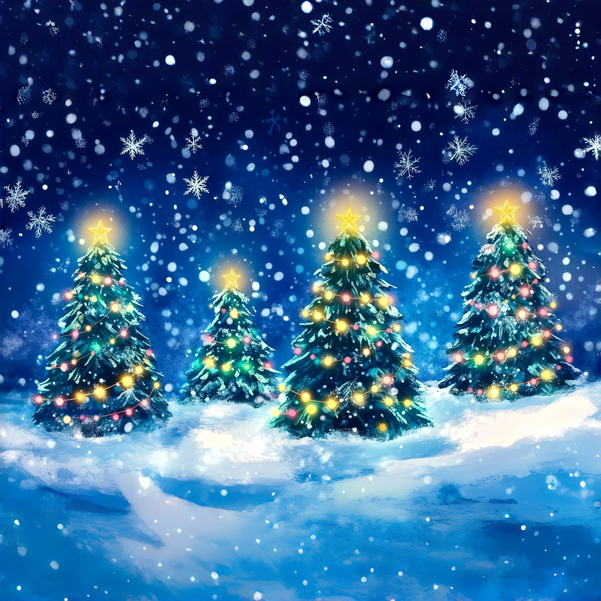 Christmas Tree Backdrop Glowing Pine Forest Christmas Photography Backdrops RR69-62