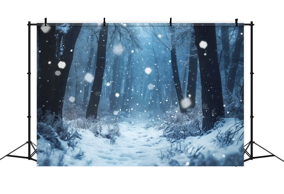 Snowy Christmas Backdrop Misty Winter Forest Photography Christmas Backdrops RR69-66