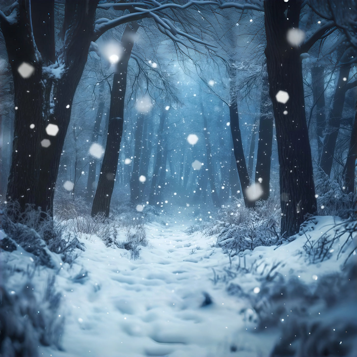 Snowy Christmas Backdrop Misty Winter Forest Photography Christmas Backdrops RR69-66