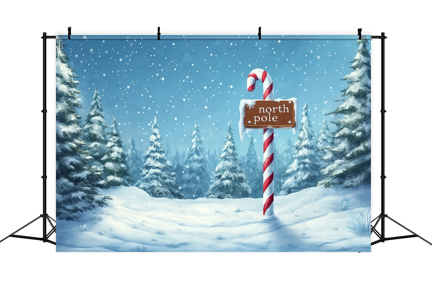 North Pole Christmas Backdrop Winter Snowy Forest Backdrops Christmas RR69-68