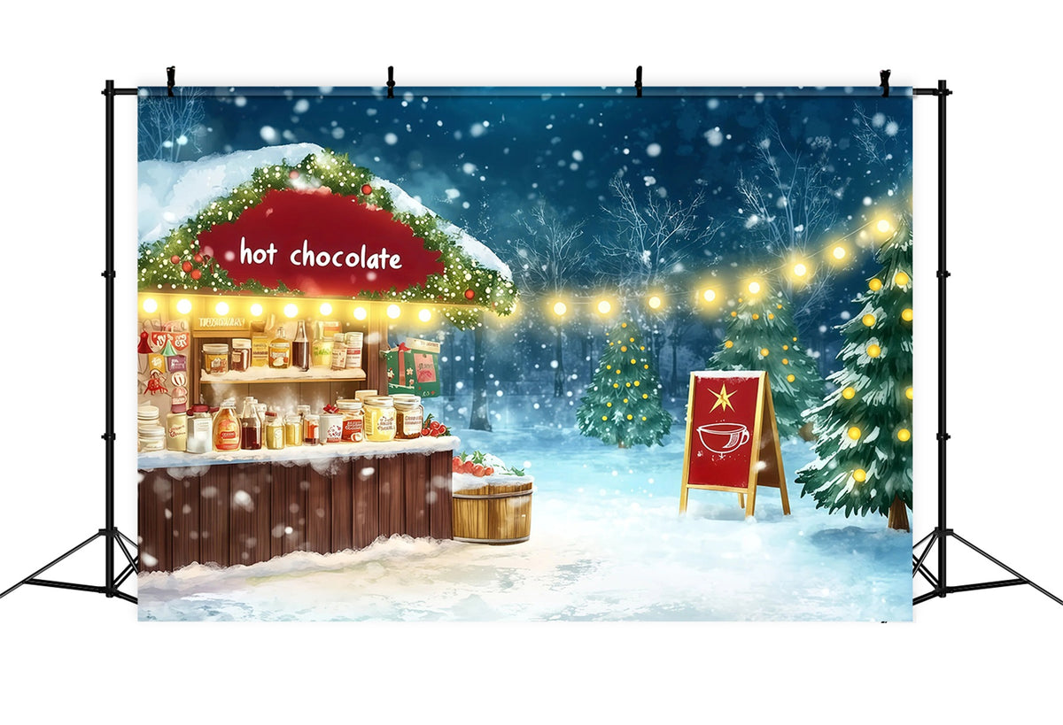 Snowy Christmas Backdrop Hot Chocolate Market Photography Backdrops Christmas RR69-70
