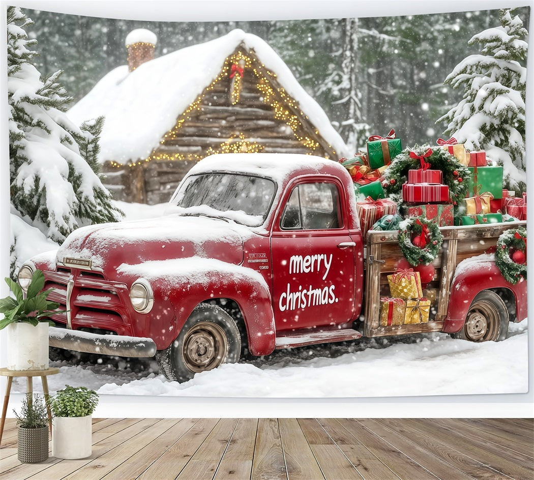 Christmas Truck Backdrop Snowy Forest Gifts Car Studio Backdrops Christmas RR69-76
