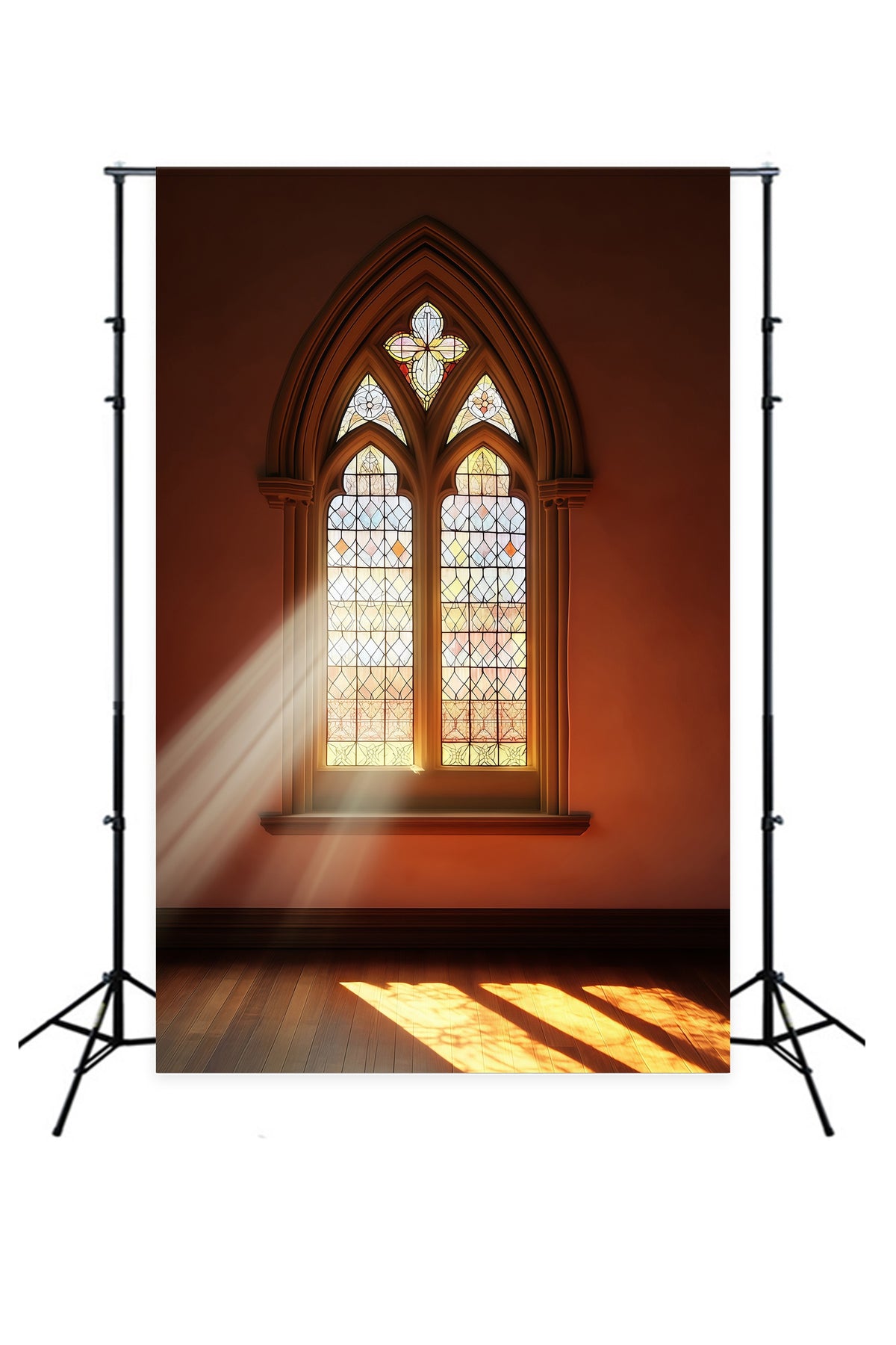Church Christmas Backdrop Gothic Stained Glass Window Photography Christmas Backdrops RR69-9