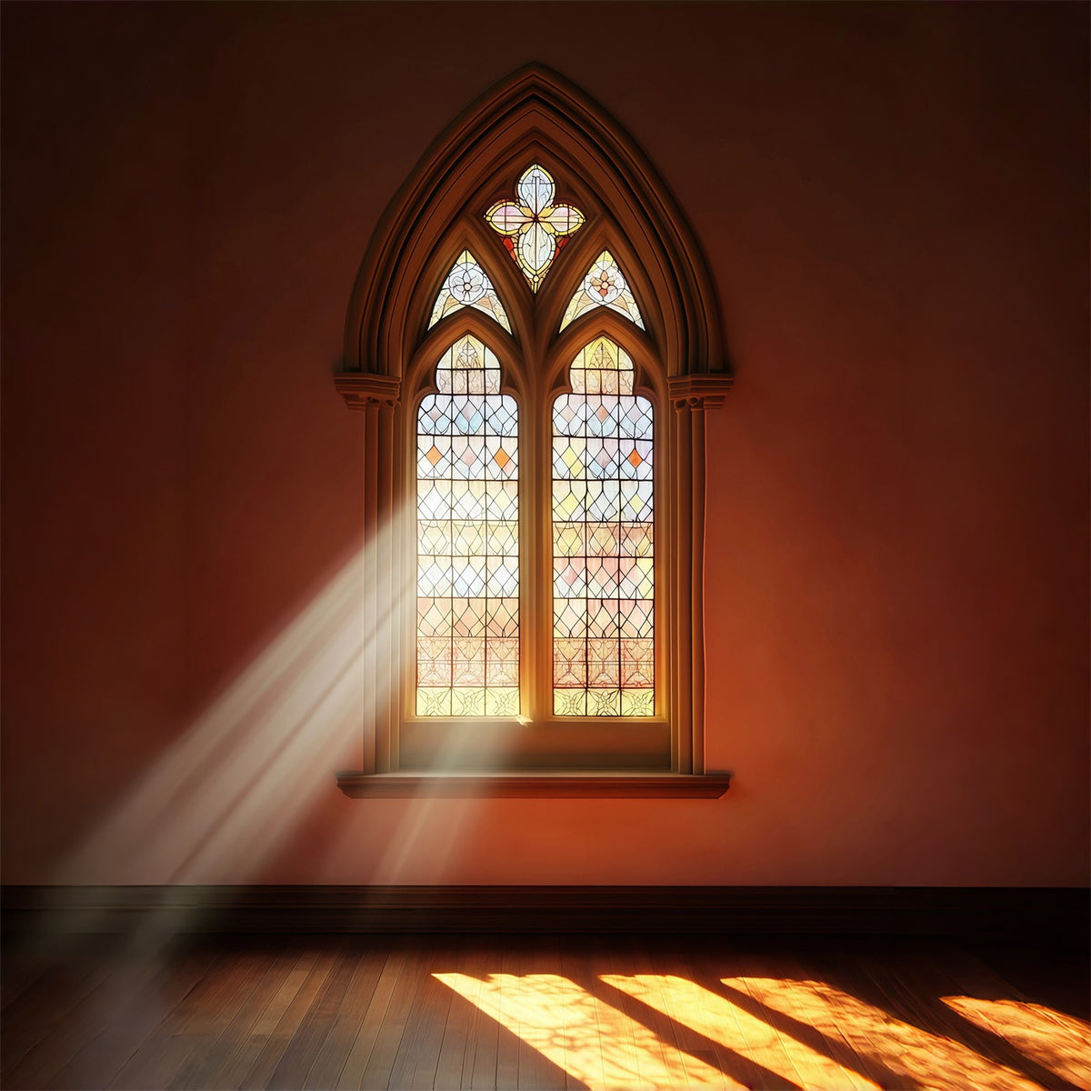 Church Christmas Backdrop Gothic Stained Glass Window Photography Christmas Backdrops RR69-9