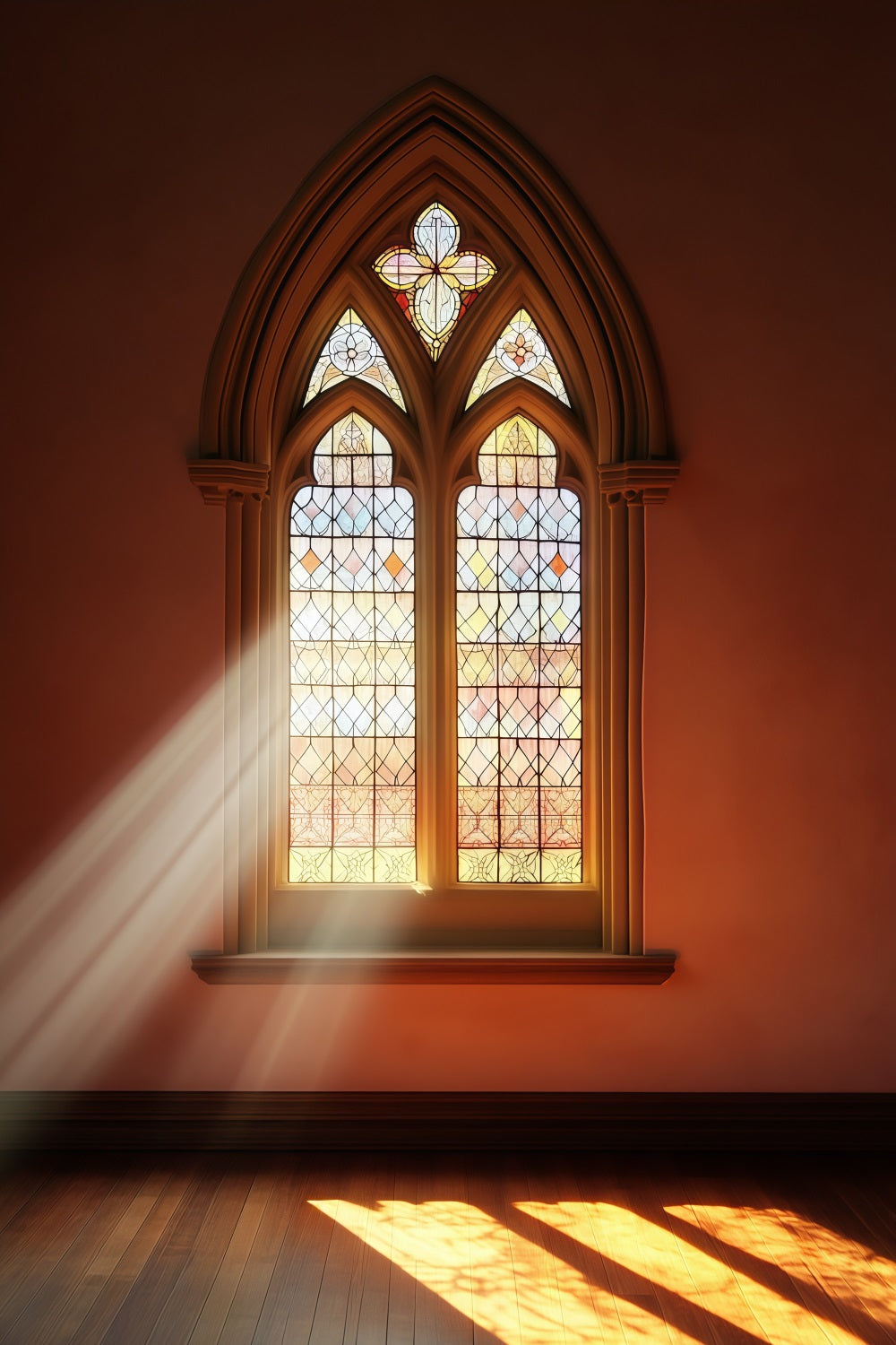 Church Christmas Backdrop Gothic Stained Glass Window Photography Christmas Backdrops RR69-9