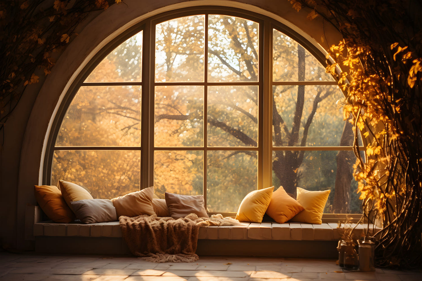 Cozy Autumn Sunshine Window View Backdrop RR7-174 – Dbackdrop